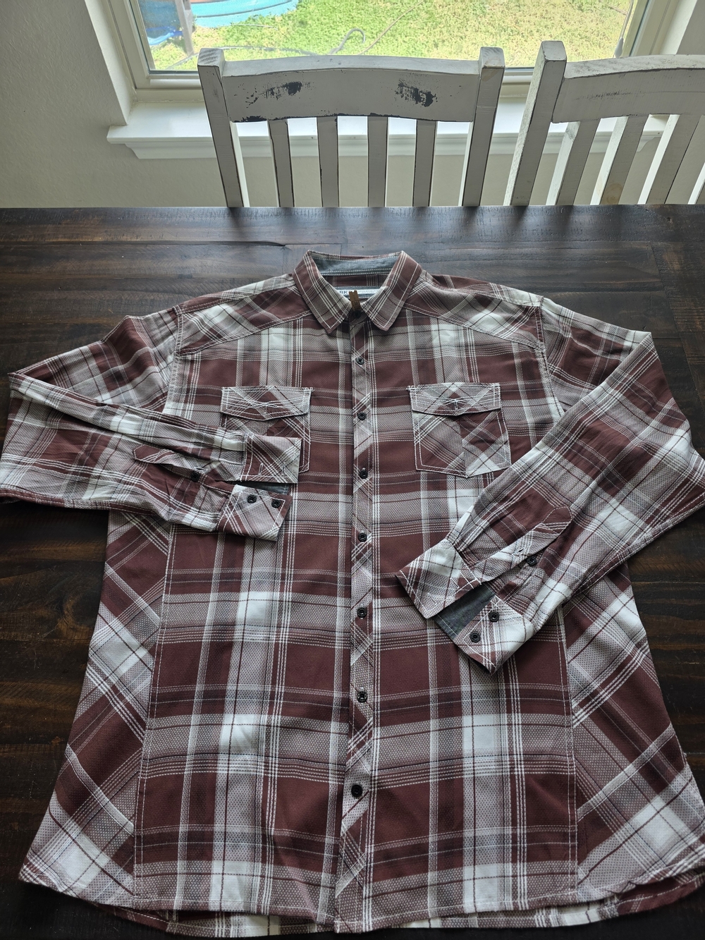 BKE Men’s 2XL Athletic Fit Brown Plaid Western Shirt Cotton Blend.